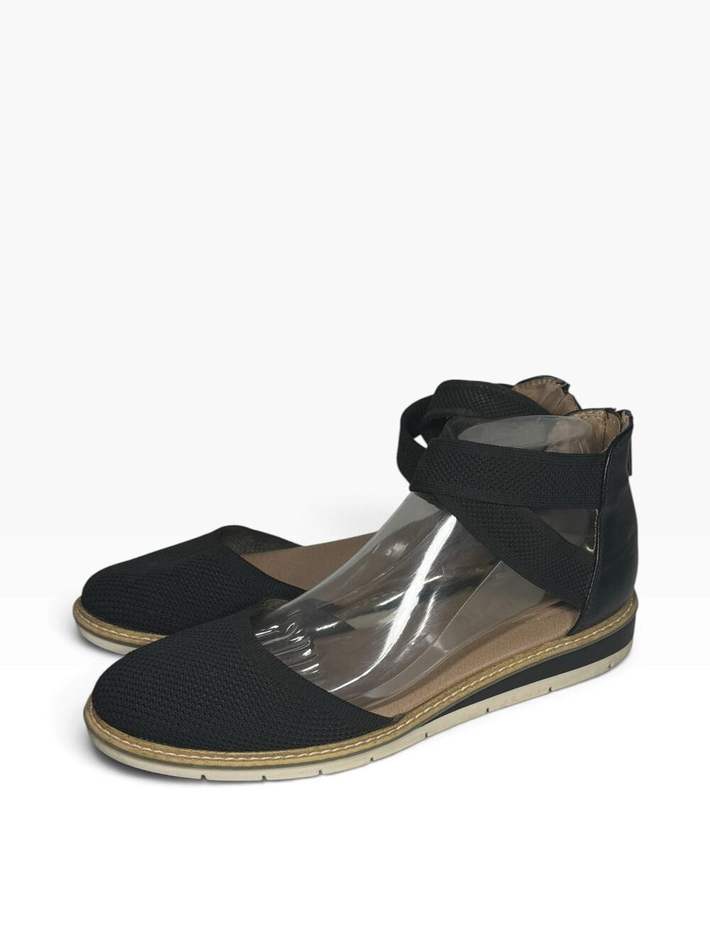 KELLY & KATIE Espadrille Womens 9 Black Criss Cross Comfort